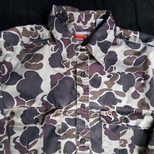 Vintage Winchester Camouflage Duck Hunt Logo Button Shirt